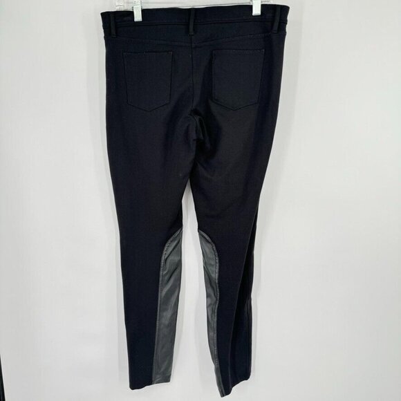 J Crew Gigi Pants faux Leather Trim Black Womens Size 12 Stretch equestrian - Picture 8 of 16